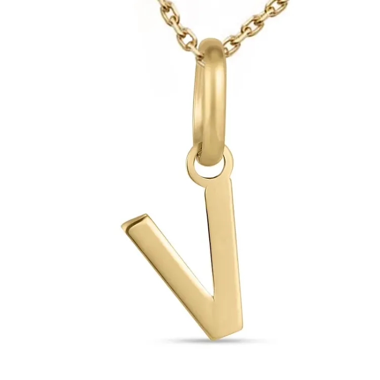 bokstav v halsband i förgyllt silver med hängen i 8 karat guld - My Letter