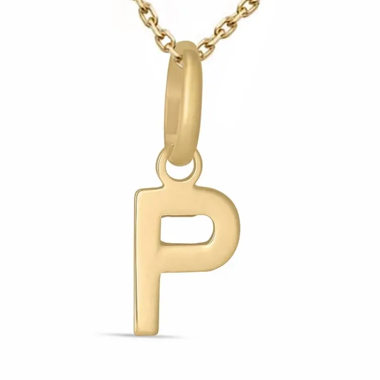 bokstav p halsband i förgyllt silver med hängen i 8 karat guld - My Letter