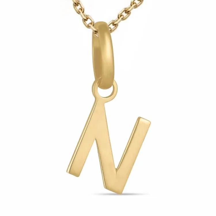 bokstav n halsband i förgyllt silver med hängen i 8 karat guld - My Letter