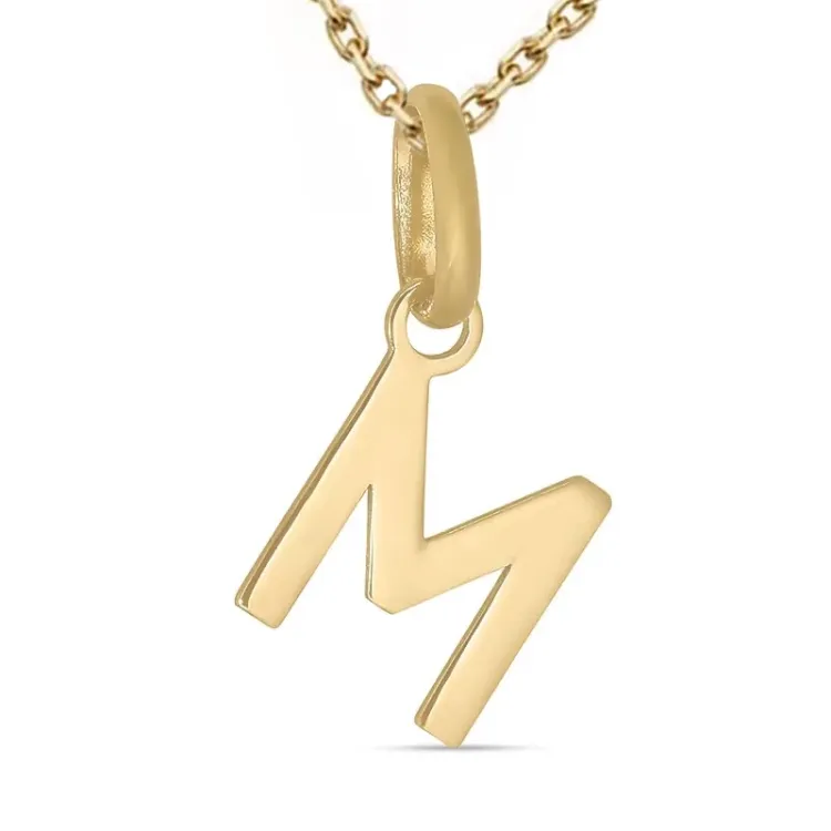 bokstav m halsband i förgyllt silver med hängen i 8 karat guld - My Letter