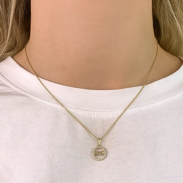 runt infinity zirkon hängen i 9 karat guld