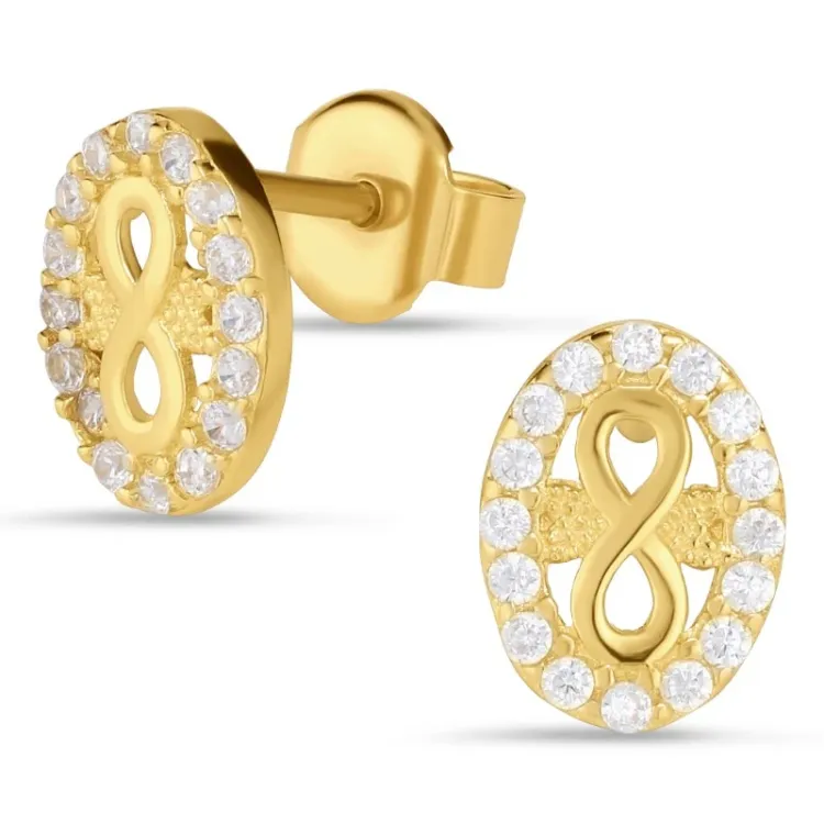 infinity örhängen i 9 karat guld med zirkon - Gold Collection