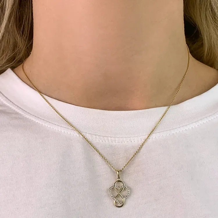 hjärta infinity zirkon hängen i 9 karat guld - Gold Collection