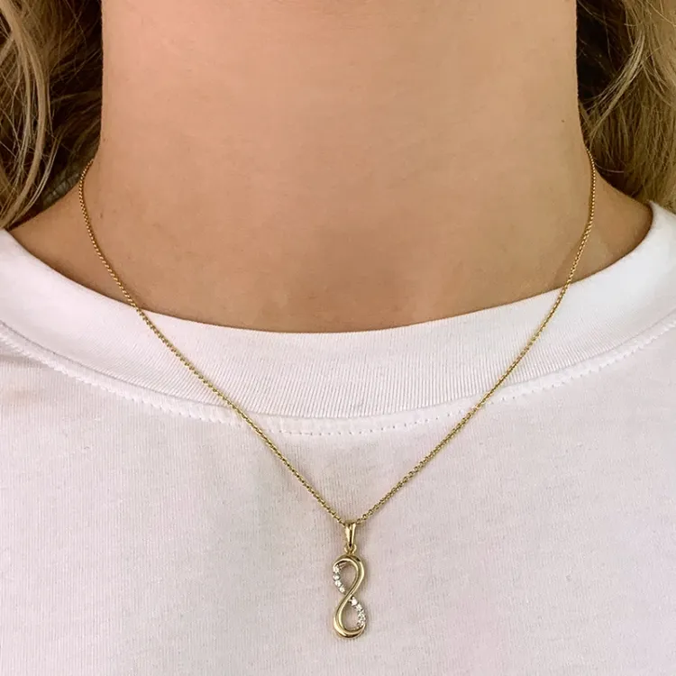 infinity zirkon hängen i 9 karat guld - Gold Collection