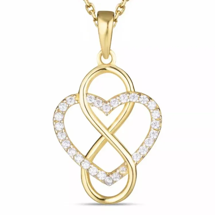 infinity zirkon halsband i förgyllt silver med hängen i 9 karat guld - Gold Collection