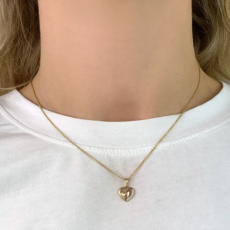 hjärta zirkon hängen i 8 karat guld - Gold Collection