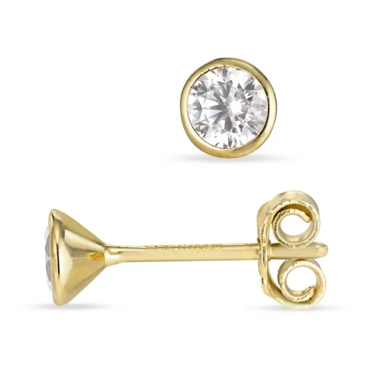 4 mm örhängestift i 8 karat guld med zirkon - Gold Collection