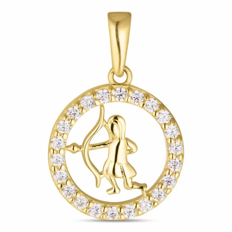 stjärnteck skytten zirkon hängen i 8 karat guld - Gold Collection