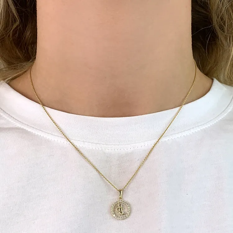 stjärnteck skytten zirkon hängen i 8 karat guld - Gold Collection