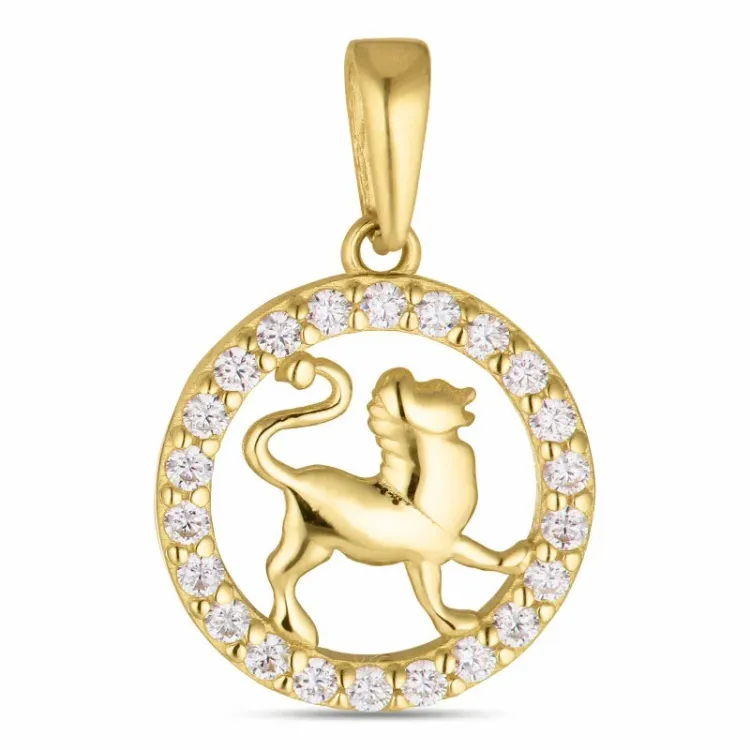 stjärnteck lejonet zirkon hängen i 8 karat guld - Gold Collection