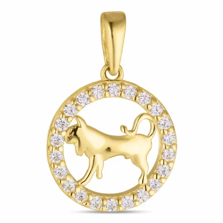 stjärnteck oxen zirkon hängen i 8 karat guld - Gold Collection