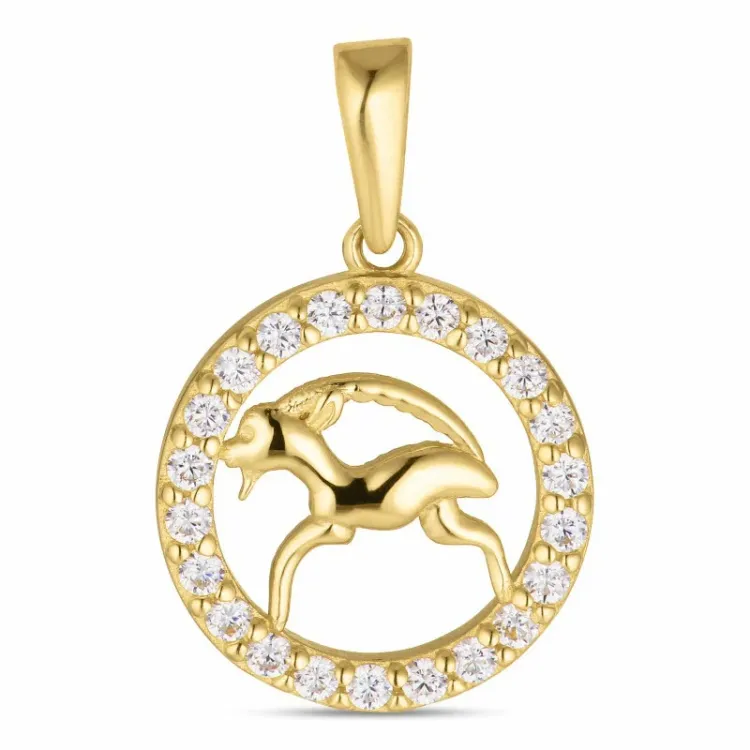stjärnteck stenbocken hängen i 8 karat guld - Gold Collection
