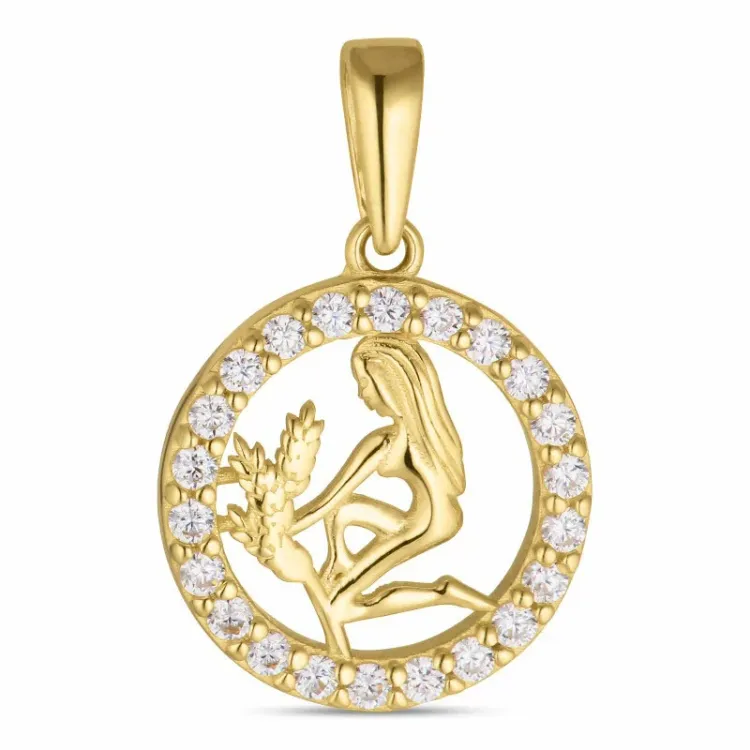 stjärnteck jungfrun zirkon hängen i 8 karat guld - Gold Collection
