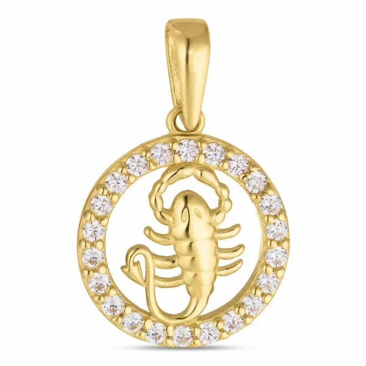 stjärnteck kräftan zirkon hängen i 8 karat guld - Gold Collection