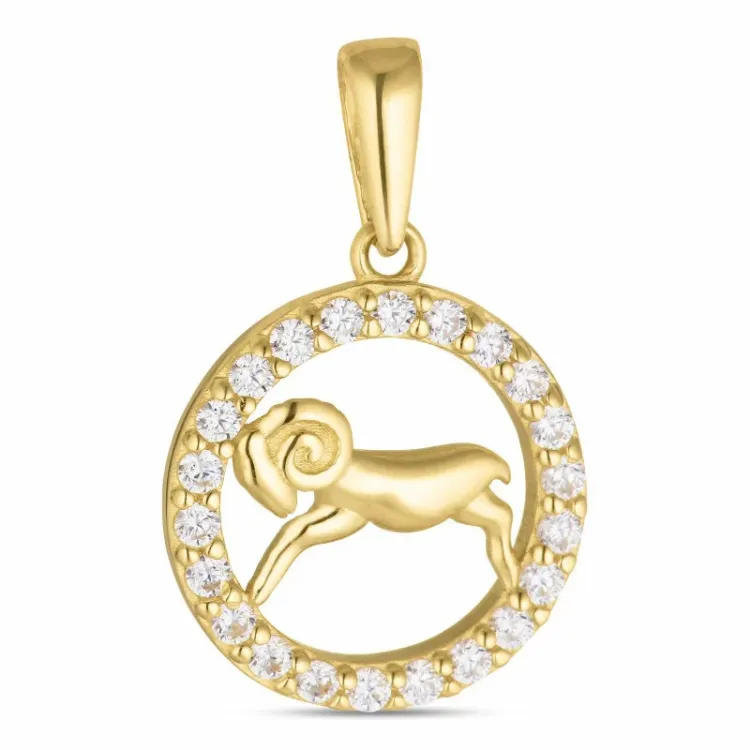 stjärnteck väduren zirkon hängen i 8 karat guld - Gold Collection