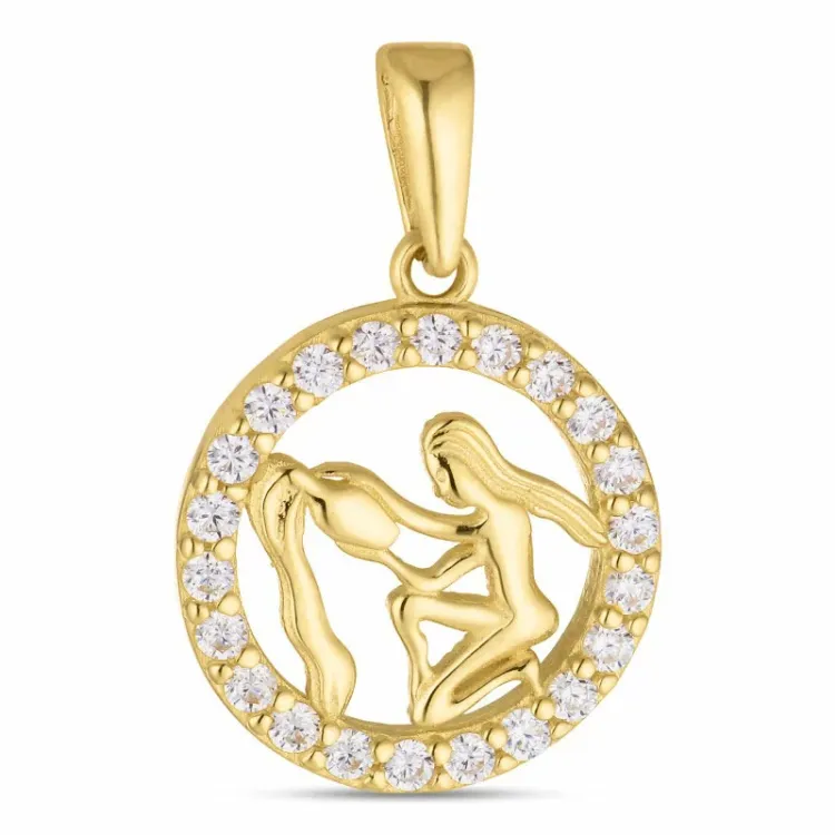 stjärnteck vattumannen zirkon hängen i 8 karat guld - Gold Collection