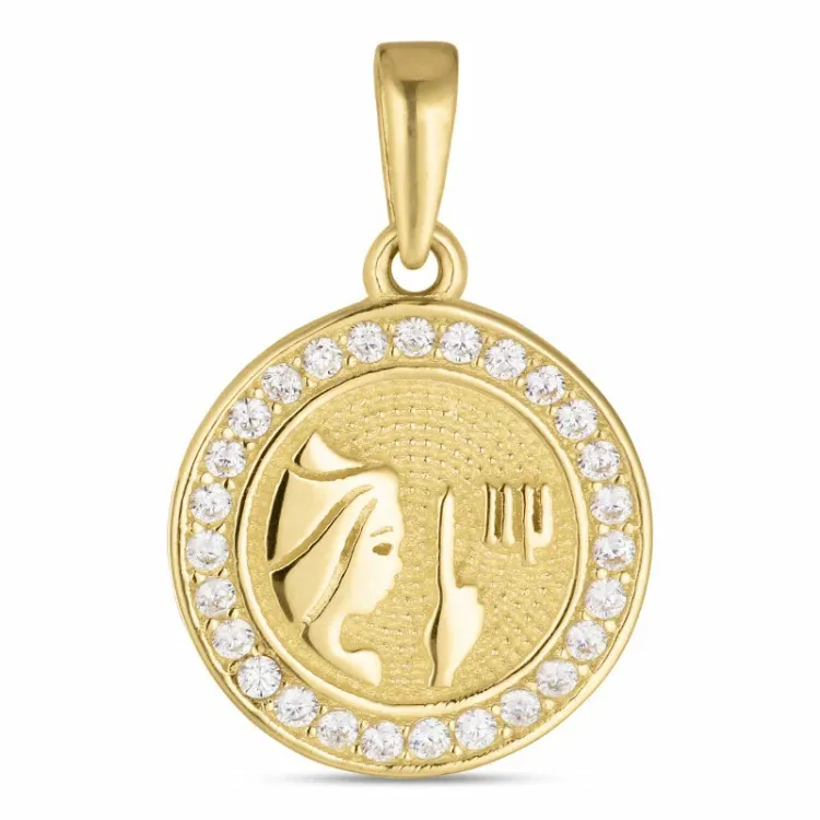stjärnteck jungfrun zirkon hängen i 8 karat guld - Gold Collection
