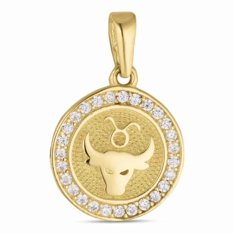 stjärnteck oxen zirkon hängen i 8 karat guld - Gold Collection