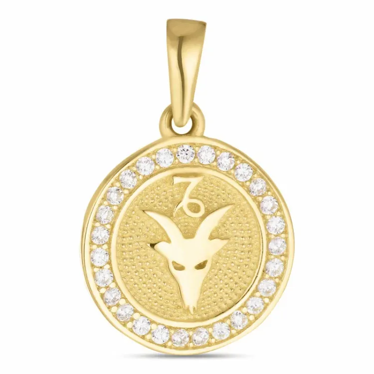 stjärnteck stenbocken zirkon hängen i 8 karat guld - Gold Collection