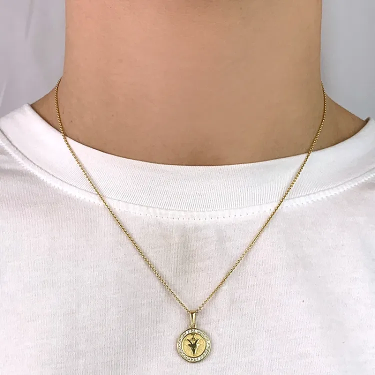 stjärnteck stenbocken zirkon hängen i 8 karat guld - Gold Collection