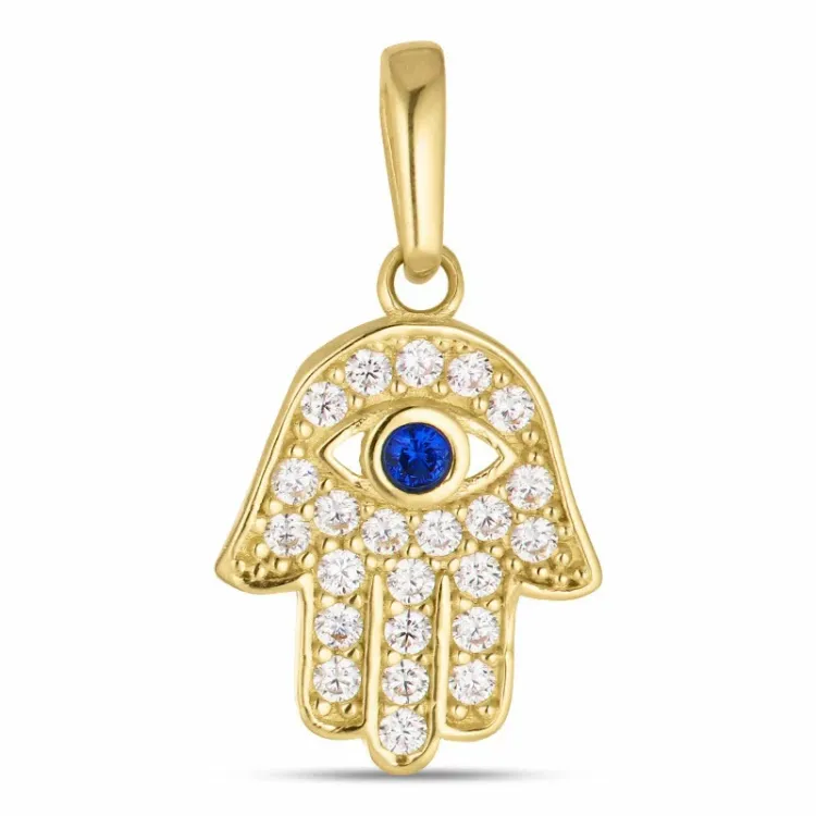 Hamsas hand zirkon hängen i 8 karat guld - Gold Collection