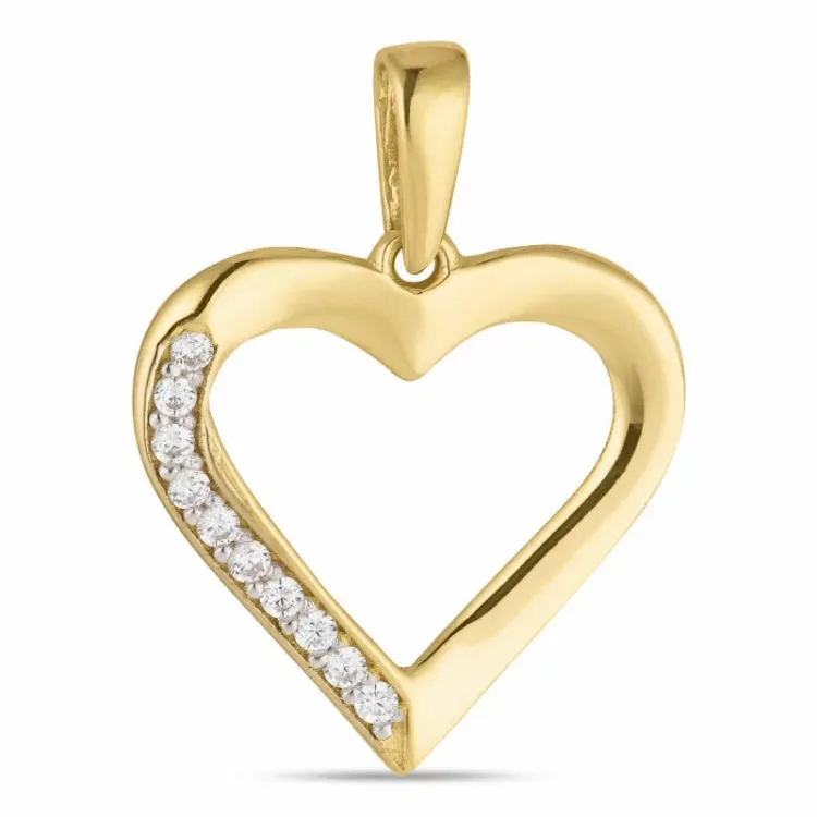 hjärta zirkon hängen i 8 karat guld med rhodium