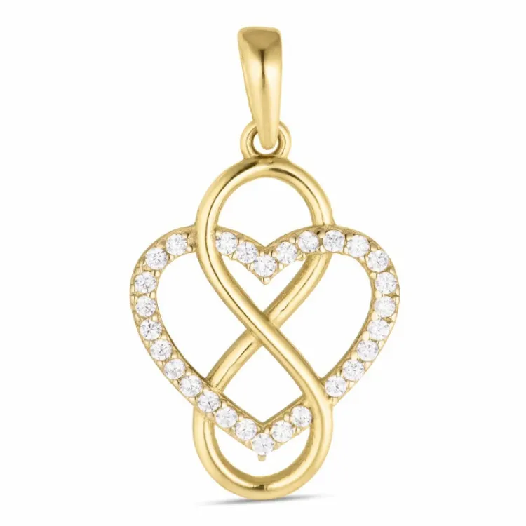hjärta infinity zirkon hängen i 8 karat guld - Gold Collection