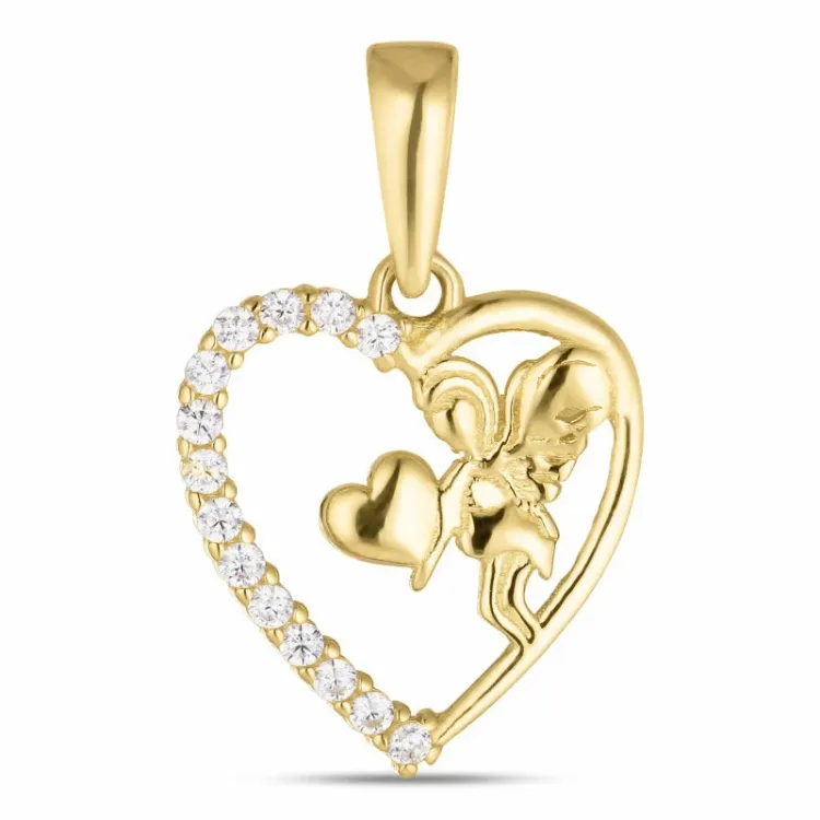 hjärta ängel zirkon hängen i 8 karat guld - Gold Collection