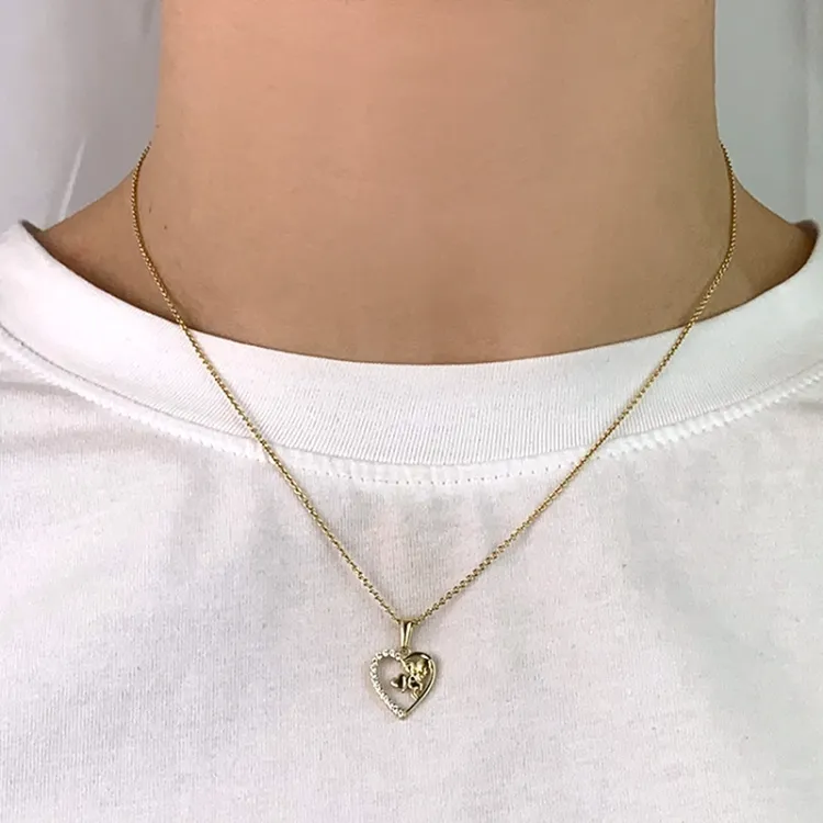 hjärta ängel zirkon hängen i 8 karat guld - Gold Collection