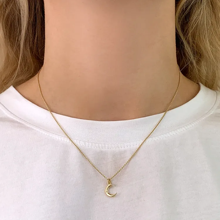 måne zirkon hängen i 8 karat guld - Gold Collection
