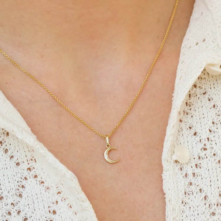 måne zirkon hängen i 8 karat guld - Gold Collection