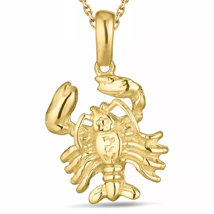 stjärnteck kräftan halsband i förgyllt silver med hängen i 8 karat guld - Gold Collection