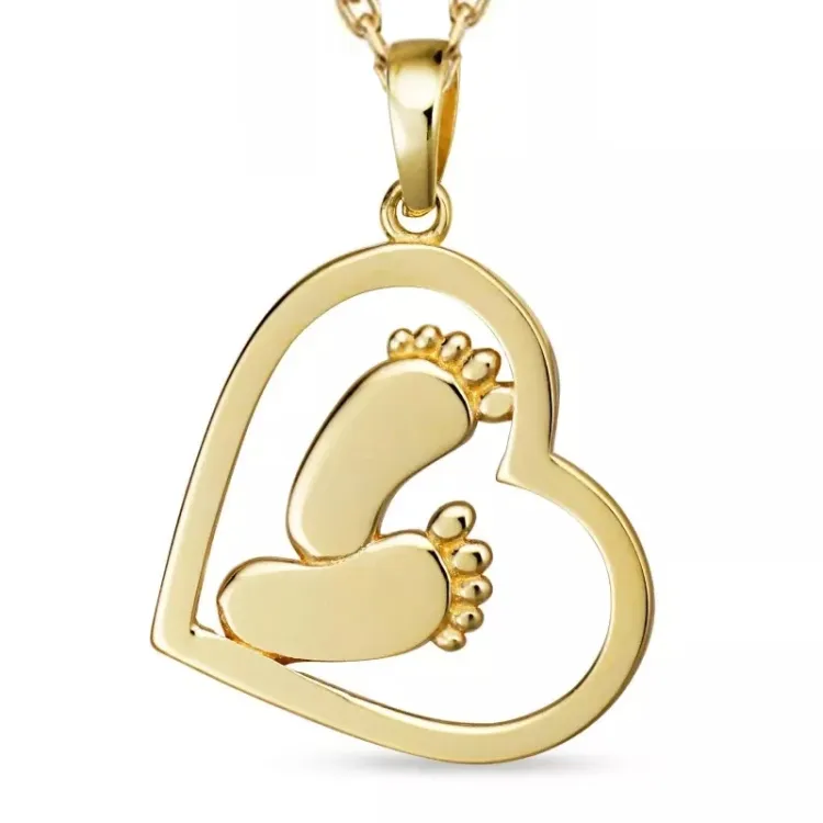 hjärta halsband i förgyllt silver med hängen i 8 karat guld - Gold Collection