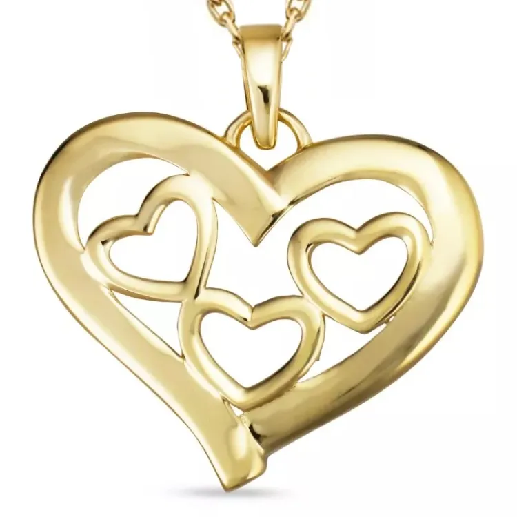hjärta halsband i förgyllt silver med hängen i 8 karat guld - Gold Collection