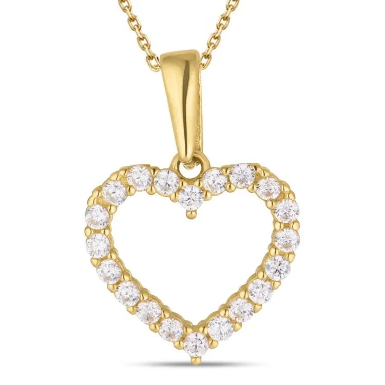 hjärta halsband i förgyllt silver med hängen i 8 karat guld - Gold Collection