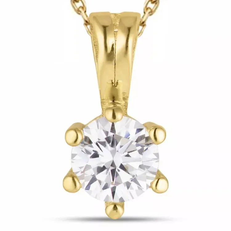 zirkon halsband i förgyllt silver med hängen i 8 karat guld - Gold Collection