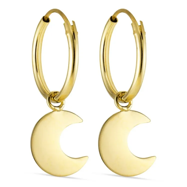 12 mm måne creol i 9 karat guld - Gold Collection