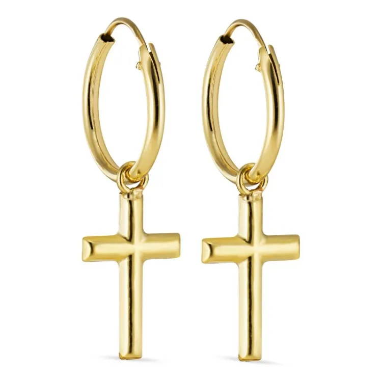 12 mm kors creol i 9 karat guld - Amoré