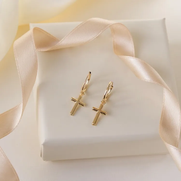 12 mm kors creol i 9 karat guld - Amoré