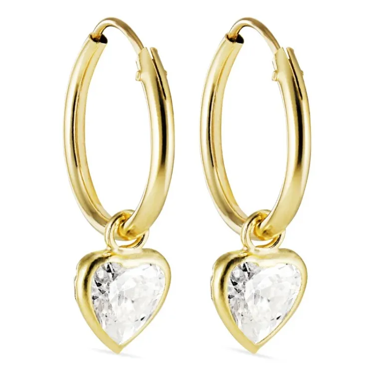 12 mm hjärta creol i 9 karat guld - Gold Collection