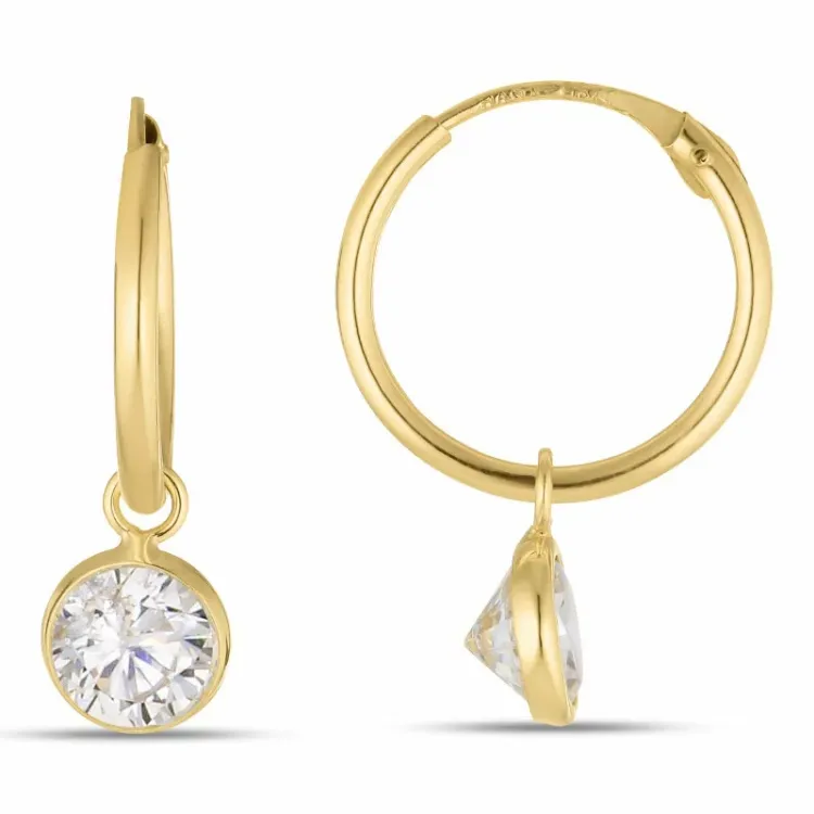 12 mm creol i 9 karat guld med zirkon - Gold Collection