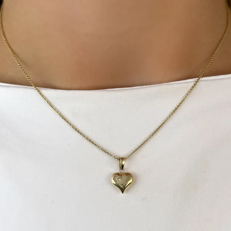 hjärta zirkon halsband i förgyllt silver med hängen i 9 karat guld - Amoré