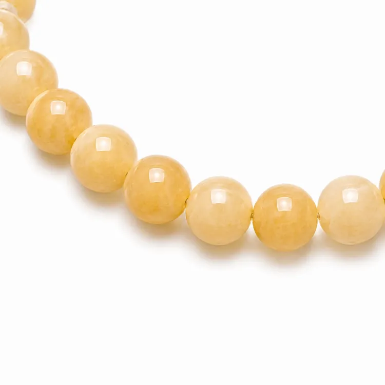 gul jadesten halsband i förgyllt stål - AURA