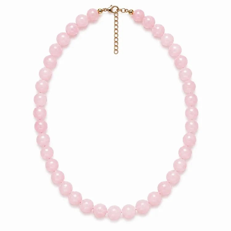 rosa kvarts halsband i förgyllt stål - AURA