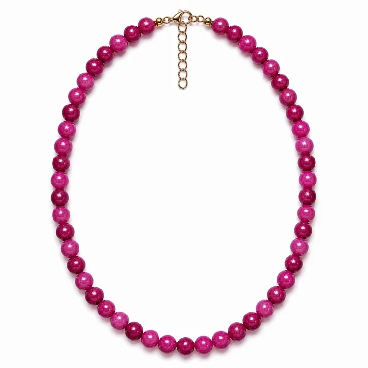 pink turmalin halsband i förgyllt stål - AURA