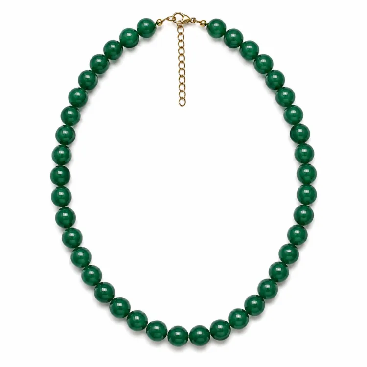 grön agat halsband i förgyllt stål - AURA