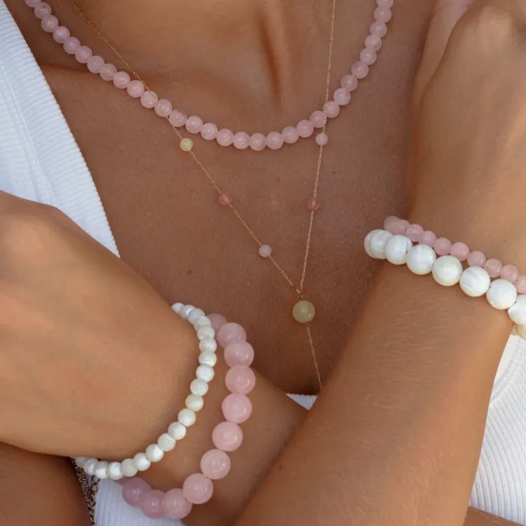 rosa kvarts armband i förgyllt stål - AURA