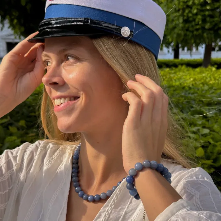 blå aventurin armband i förgyllt stål - AURA