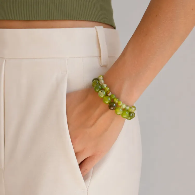 grön agat armband i förgyllt stål - AURA