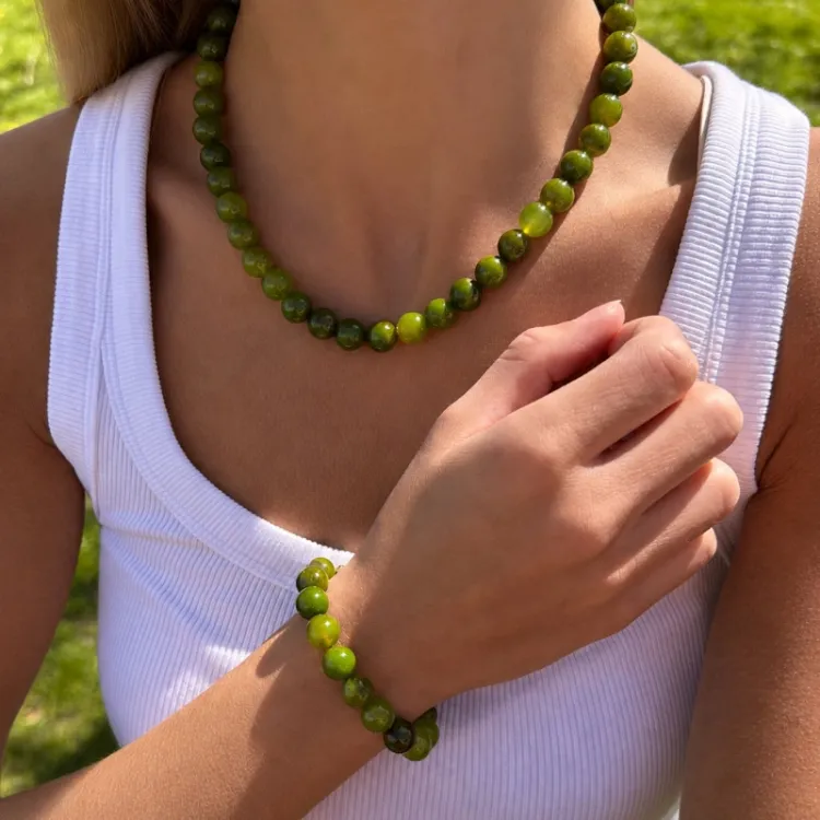grön agat armband i förgyllt stål - AURA